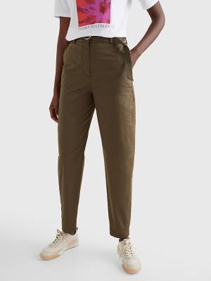 Tommy Hilfiger Belted Taille Tapered Leg Chinos Broek Dames Khaki | TH912NGA