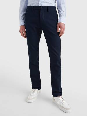 Tommy Hilfiger Bleecker Basket Weave Slim Fit Chinos Broek Heren Blauw | TH794CGN