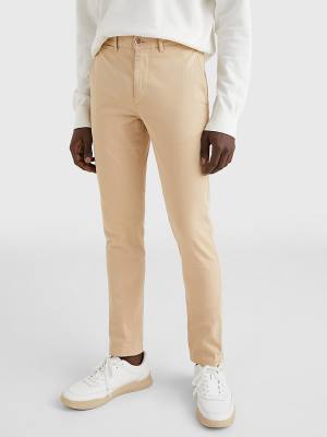 Tommy Hilfiger Bleecker Satin Slim Fit Chinos Broek Heren Beige | TH341WZX