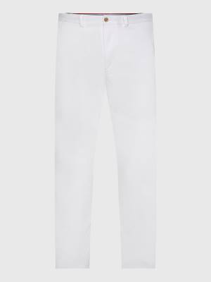 Tommy Hilfiger Bleecker Satin Slim Fit Chinos Broek Heren Wit | TH639YUH