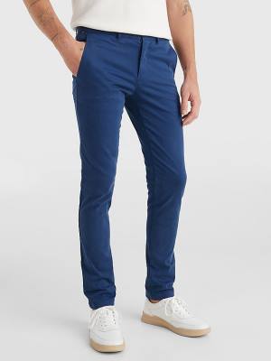 Tommy Hilfiger Bleecker Satin Slim Fit Chinos Broek Heren Blauw | TH912RZC