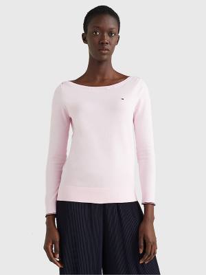 Tommy Hilfiger Boot Neck Organic Katoenen Jumper Truien Dames Roze | TH026BTE