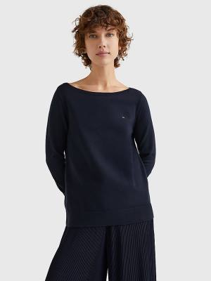 Tommy Hilfiger Boot Neck Organic Katoenen Jumper Truien Dames Blauw | TH286UHM