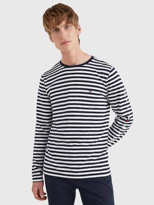 Tommy Hilfiger Breton Stripe Long Sleeve T-shirts Heren Blauw | TH258UEC