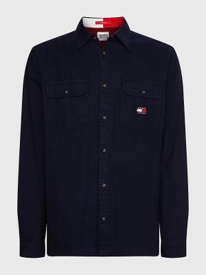 Tommy Hilfiger Brushed Organic Katoenen Overshirt Overhemd Heren Blauw | TH378KCS