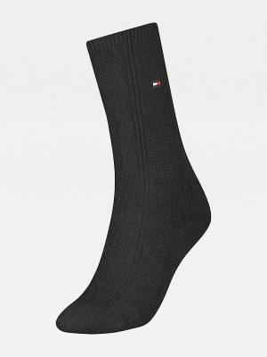 Tommy Hilfiger Cable Knit Wool Cashmere Boot Sokken Dames Zwart | TH672XNR