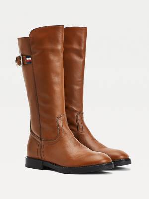 Tommy Hilfiger Calf Leren Laarzen Meisjes Bruin | TH574OVD