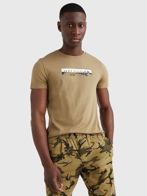 Tommy Hilfiger Camo Graphic Logo T-shirts Heren Bruin | TH401NUC