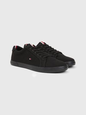 Tommy Hilfiger Canvas Kanten Up Sneakers Heren Zwart | TH127UOE