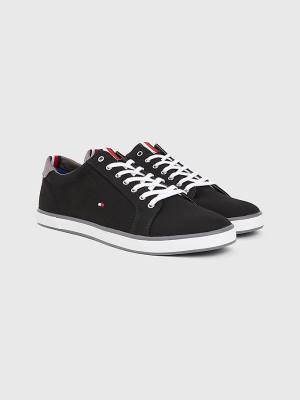 Tommy Hilfiger Canvas Kanten Up Sneakers Heren Zwart | TH653ZLB