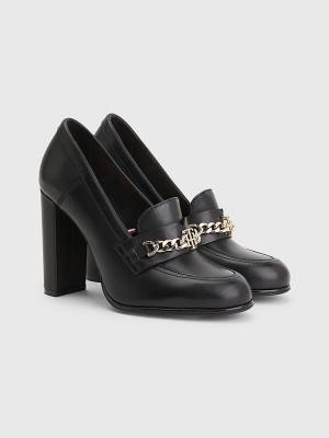 Tommy Hilfiger Chain High Loafers Hakken Dames Zwart | TH396HNK