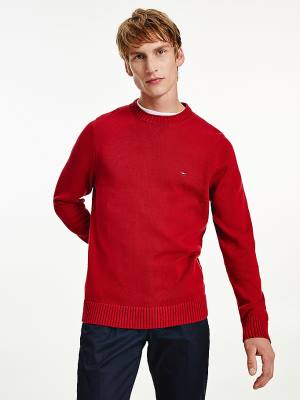 Tommy Hilfiger Chunky Knit Crew Neck Jumper Truien Heren Rood | TH825EFQ