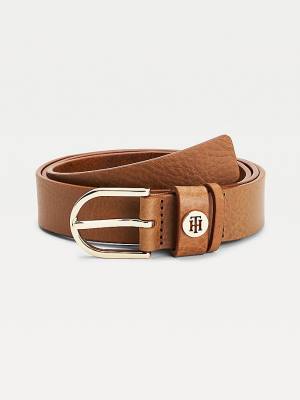 Tommy Hilfiger Classics Monogram Organic Leren Riemen Dames Bruin | TH028BIR