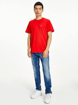 Tommy Hilfiger Classics Organic Katoenen T-shirts Heren Rood | TH376KQJ