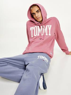 Tommy Hilfiger College Logo Hoodie Heren Roze | TH780ZIM