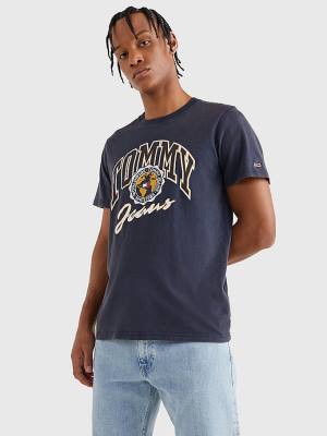 Tommy Hilfiger College Logo T-shirts Heren Blauw | TH274HSP