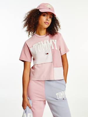 Tommy Hilfiger College Tonal Cut-And-Sewn Boyfriend T-shirts Dames Roze | TH347VUL