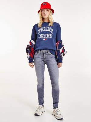 Tommy Hilfiger Collegiate Argyle Logo Sweatshirts Dames Blauw | TH683GQL