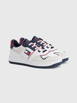 Tommy Hilfiger Colour-Blocked Basket Sneakers Heren Wit | TH915NBA