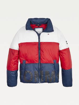 Tommy Hilfiger Colour-Blocked Down Puffer Jassen Meisjes Blauw | TH140IUO