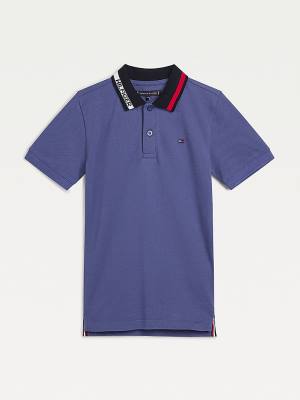 Tommy Hilfiger Colour-Blocked Logo Collar Polo T-shirts Jongens Blauw | TH871LBP