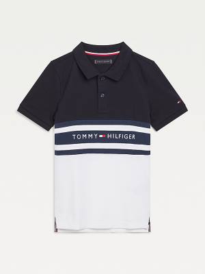 Tommy Hilfiger Colour-Blocked Logo Polo T-shirts Jongens Blauw | TH673HKD