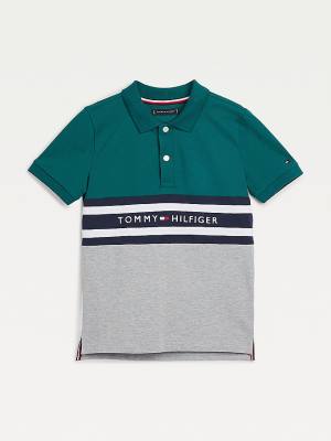 Tommy Hilfiger Colour-Blocked Logo Polo T-shirts Jongens Groen | TH723VOH