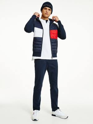 Tommy Hilfiger Colour-Blocked Padded Zip-Thru Hoodie Heren Blauw | TH047LTQ