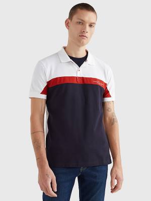 Tommy Hilfiger Colour-Blocked Regular Fit Poloshirt Heren Blauw | TH851GSQ