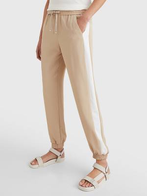 Tommy Hilfiger Colour-Blocked Relaxed Fit Joggers Broek Dames Beige | TH862PBI