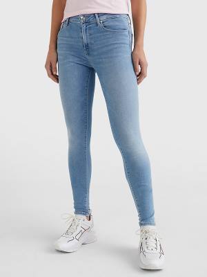 Tommy Hilfiger Como Mid Rise Skinny TH Flex Jeans Dames Denim | TH983KBT