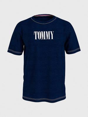 Tommy Hilfiger Contrast Logo Organic Katoenen Zwemkleding Heren Blauw | TH849YNU