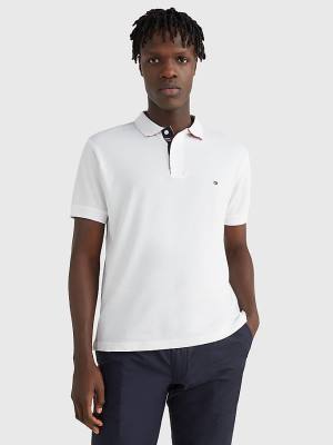 Tommy Hilfiger Contrast Placket Regular Fit Poloshirt Heren Wit | TH219BTU