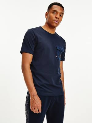 Tommy Hilfiger Contrast Pocket Relaxed Fit T-shirts Heren Blauw | TH681TPB