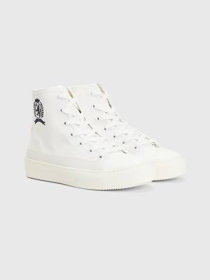 Tommy Hilfiger Crest Canvas High Top Sneakers Dames Wit | TH347NEJ