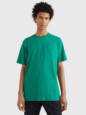 Tommy Hilfiger Crest Organic Katoenen T-shirts Heren Groen | TH350XHP