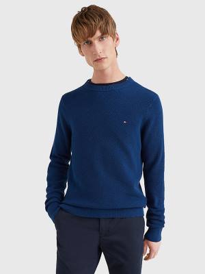 Tommy Hilfiger Crew Neck Jumper Truien Heren Blauw | TH217ELJ