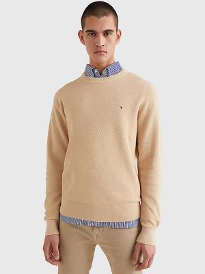 Tommy Hilfiger Crew Neck Jumper Truien Heren Beige | TH641BAP