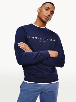 Tommy Hilfiger Crew Neck Logo Sweatshirts Heren Blauw | TH159JXQ