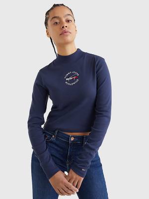 Tommy Hilfiger Cropped Fit Long Sleeve T-shirts Dames Blauw | TH519UFR