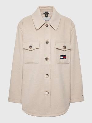 Tommy Hilfiger Curve Chest Pocket Shacket Jassen Dames Beige | TH596XEF