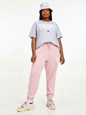 Tommy Hilfiger Curve College Tommy Badge Plush Joggers Broek Dames Roze | TH248XNC