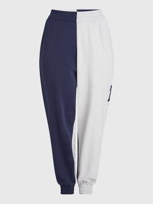 Tommy Hilfiger Curve Colour-Blocked Relaxed Joggers Broek Dames Blauw | TH491TEO