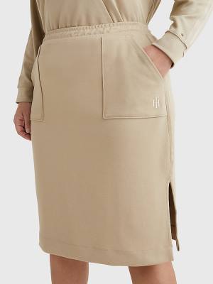 Tommy Hilfiger Curve Interlock Knee Length Rokken Dames Beige | TH710ZUT