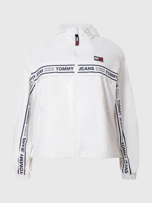 Tommy Hilfiger Curve Logo Tape Chicago Windbreaker Jassen Dames Wit | TH796VSL