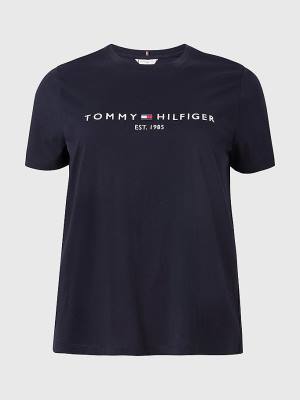 Tommy Hilfiger Curve Organic Katoenen Logo T-shirts Dames Blauw | TH163DCG