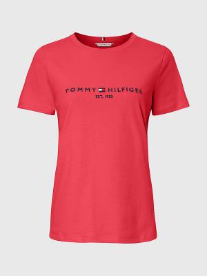 Tommy Hilfiger Curve Organic Katoenen Logo T-shirts Dames Roze | TH421BOC