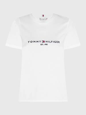 Tommy Hilfiger Curve Organic Katoenen Logo T-shirts Dames Wit | TH452KWR