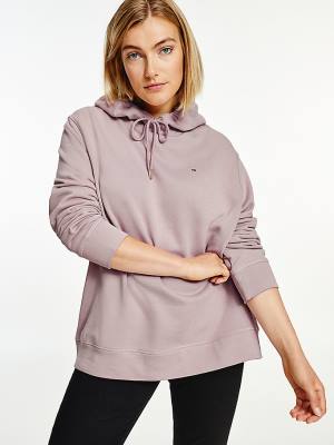 Tommy Hilfiger Curve Organic Katoenen Regular Fit Hoodie Dames Beige | TH174IDX