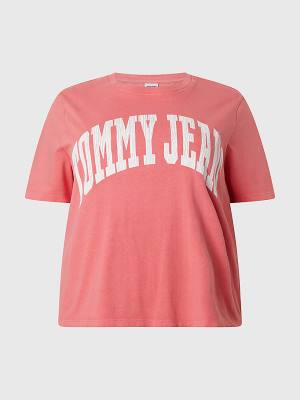 Tommy Hilfiger Curve Oversized Cropped T-shirts Dames Roze | TH817VRC